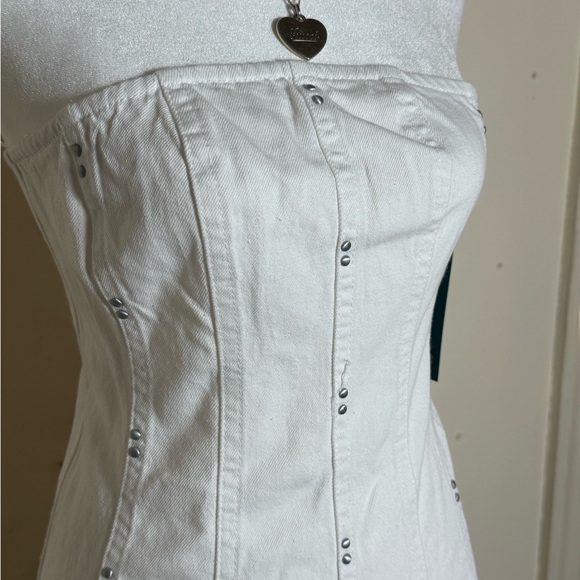 White Strapless Flared Dress - Picture 2 of 6